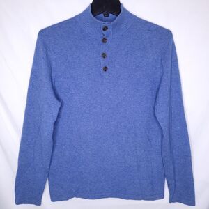 Allen Solly Cashmere Sweater Mens Medium Blue Henley Mock Neck
